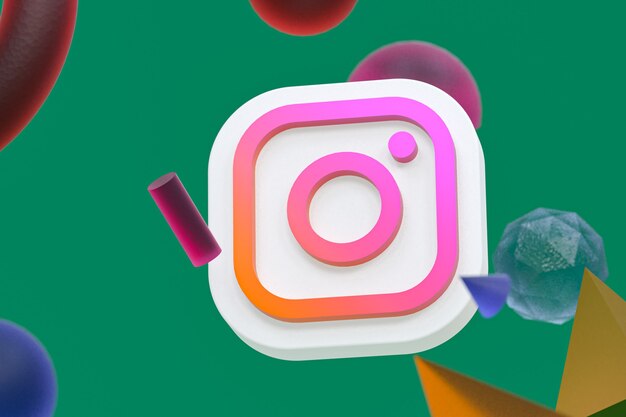 Логотип instagram ig на абстрактной геометрии