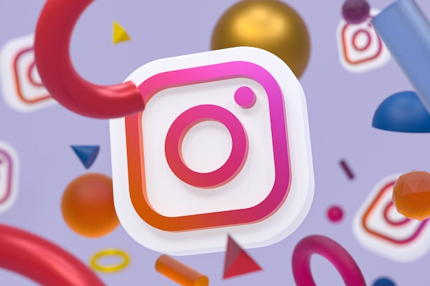 Логотип instagram ig на абстрактной геометрии