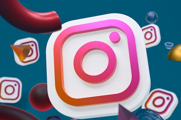 Instagram ig-logo op abstracte geometrische achtergrond