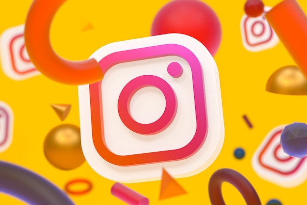 Логотип instagram ig с элементами геометрии