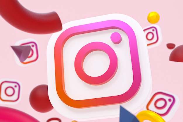 Логотип instagram ig с элементами геометрии