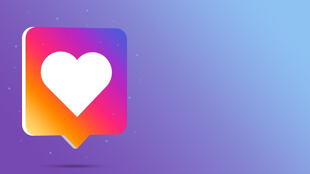 Instagram like logo on 3d speech bubble