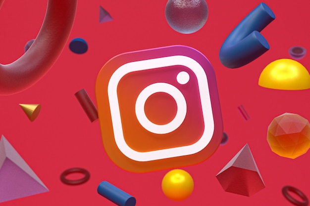 Логотип instagram на фоне абстрактной геометрии