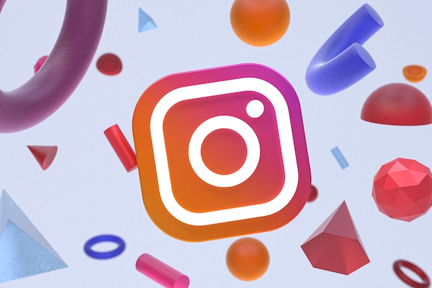 Логотип instagram на фоне абстрактной геометрии