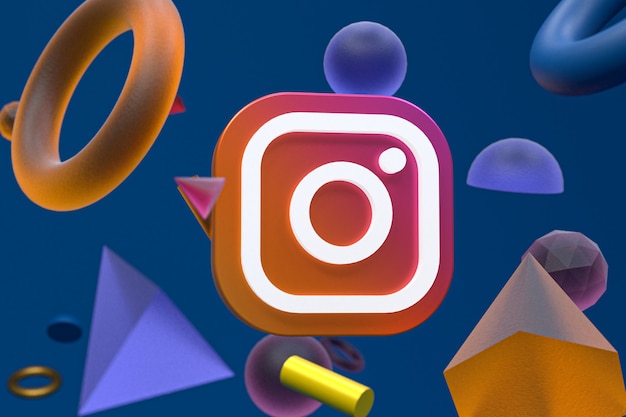 Logo di instagram su sfondo di geometria astratta