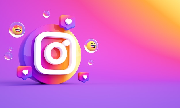 Instagramのロゴアイコンコピースペースプレミアム写真