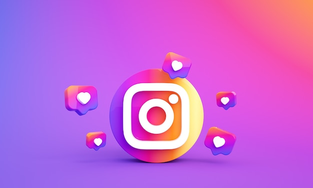 instagram logo icon for social media with copy space 3d premium photo