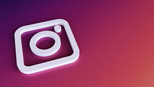Instagram logo knoppictogram 3d met kopie ruimte. 3D-weergave