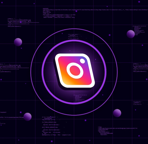 Photo instagram logo on realistic technology background