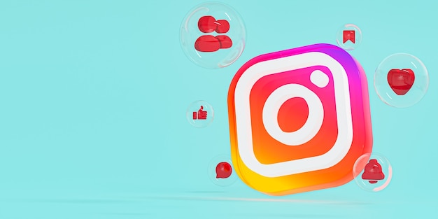 Instagram-logo van acrylglas ig en social media-iconen met kopie ruimte