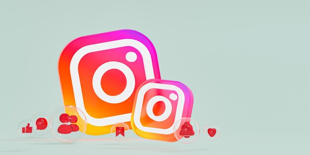 Instagram-logo van acrylglas ig en social media-iconen met kopie ruimte