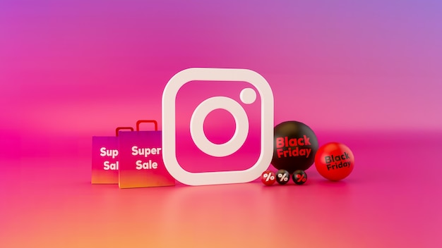 Instagram Logo with black friday bal