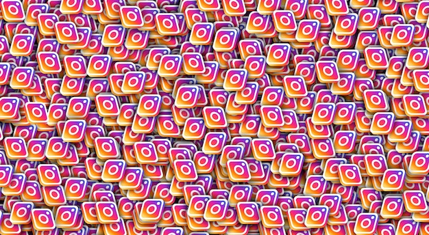 Instagram pictogram logo 3d render achtergrond