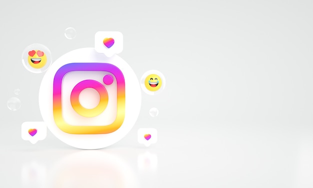 instagram pictogram logo kopieer ruimte 3d premium foto
