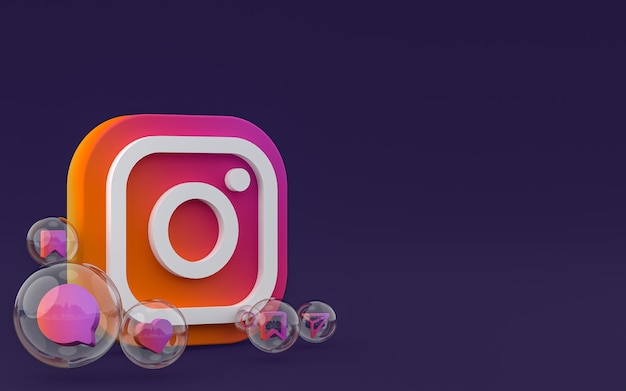 Instagram-pictogram op scherm smartphone of mobiel en instagram-reacties houden van 3d render