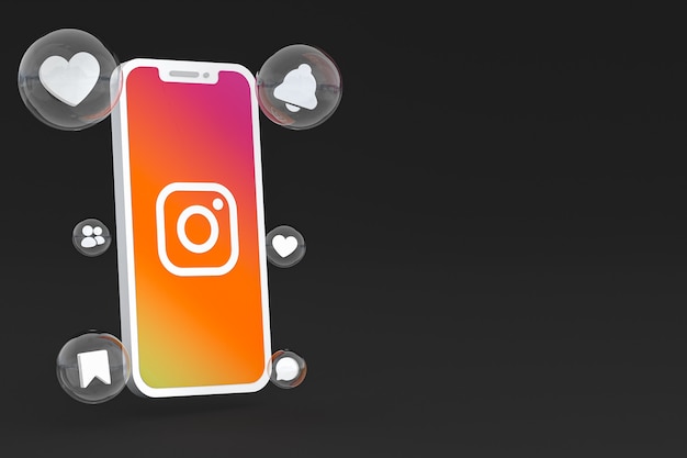 Instagram-pictogram op scherm smartphone of mobiele telefoon 3d render