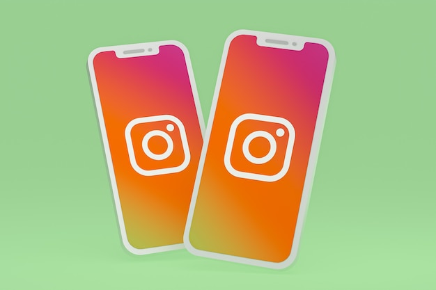 Instagram-pictogram op scherm smartphone of mobiele telefoon 3d render