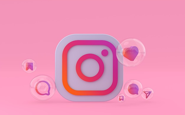Instagram-pictogram op scherm smartphone of mobiele telefoon 3d render