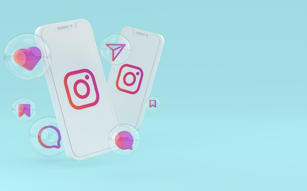 Instagram-pictogram op scherm smartphone of mobiele telefoon 3d render