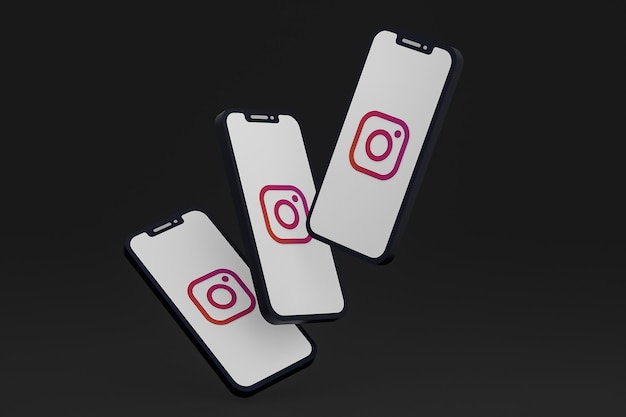 Instagram-pictogram op scherm smartphone of mobiele telefoon 3d render