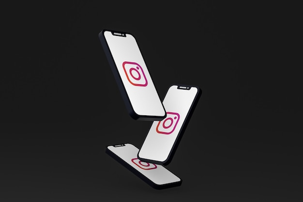 Instagram-pictogram op scherm smartphone of mobiele telefoon 3d render