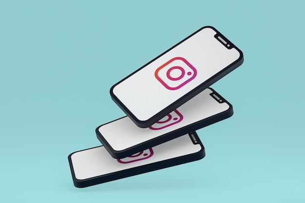 Instagram-pictogram op scherm smartphone of mobiele telefoon 3d render