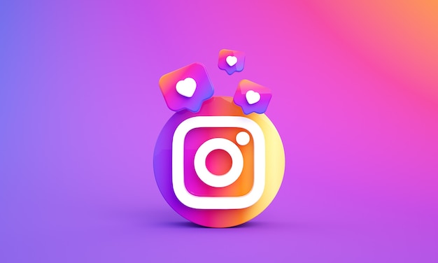 Instagram-pictogramlogo voor sociale media met kopieerruimte 3d premium foto