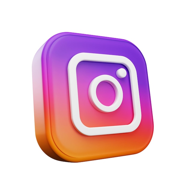 Instagram social media icon Social media 3d render icon isolated on white background