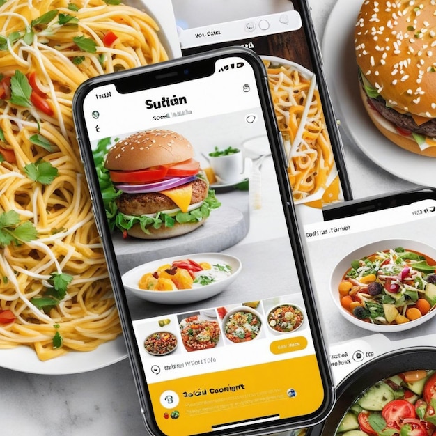 Photo instagram stories collection for healthy salad lunch