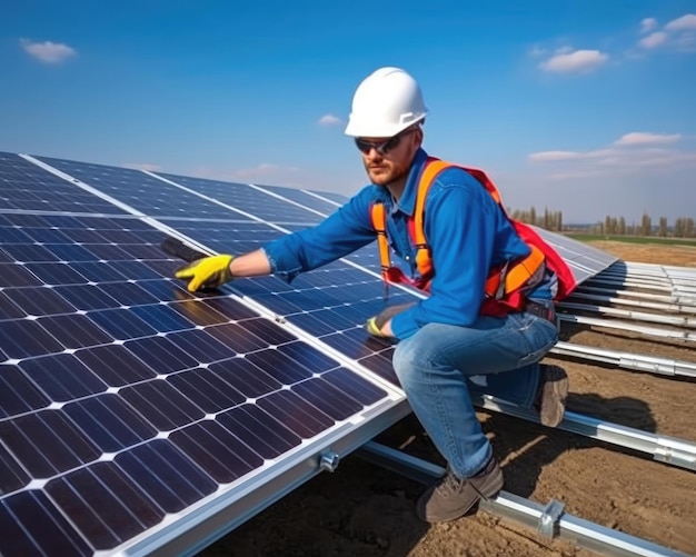 Installatie van fotovoltaïsch zonnepaneelsysteem zonnepaneel