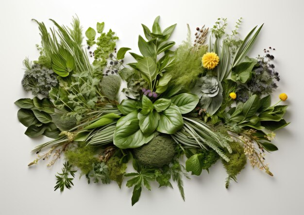 An installation artinspired image of herbs arranged in a visually striking pattern using