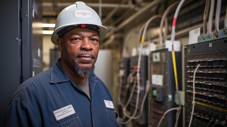 Photo installation of a heating and cooling system hvac service technician generative ai