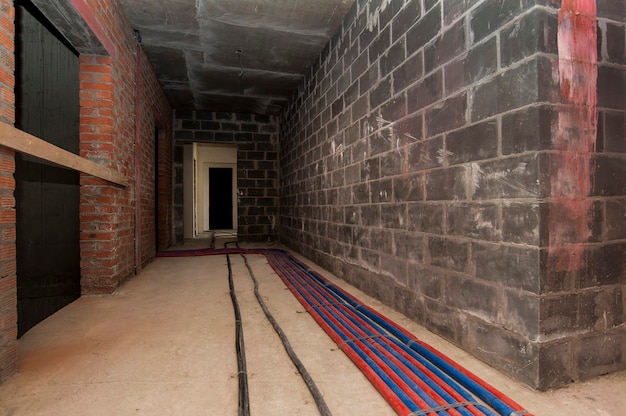 installation of Underfloor heating in a new building under construction