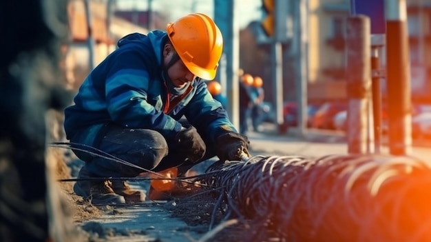 Installing electricity lines at the street fibre optic connections for internet and telephone and Generative AI