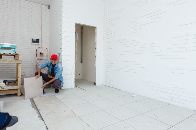 Installing Luxury tiles on the floor