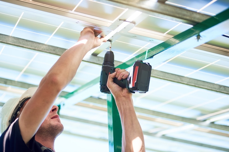 Photo installing of stand-alone solar photo voltaic panel system