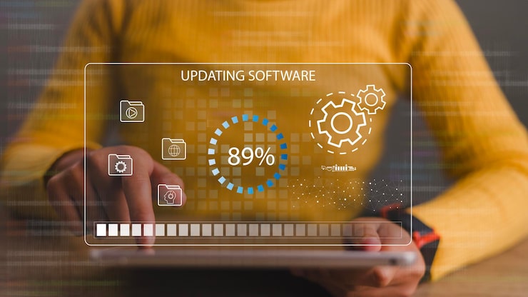 Photo 安裝更新過程 軟件更新或操作系統升級以保持您的裝置以最新版本的增強功能和改善安全性為最新版本