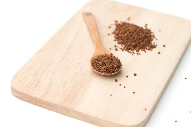 Instant coffee powder on white background