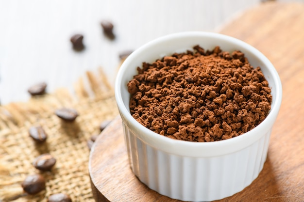 Instant coffee in a small bowl