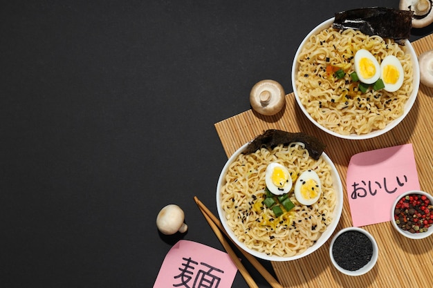 Instant noodle bowl Thai Chinese and Japanese cuisine