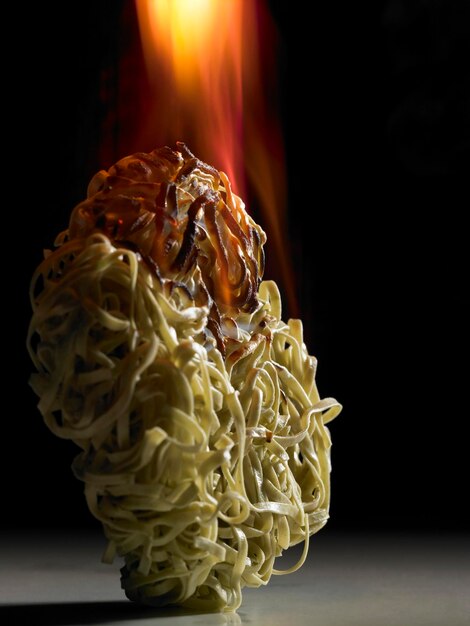 Instant noodle on fire