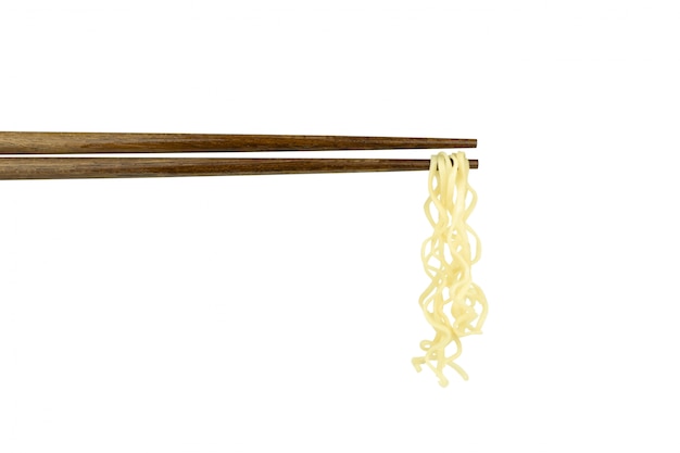 Instant noodles on chopsticks