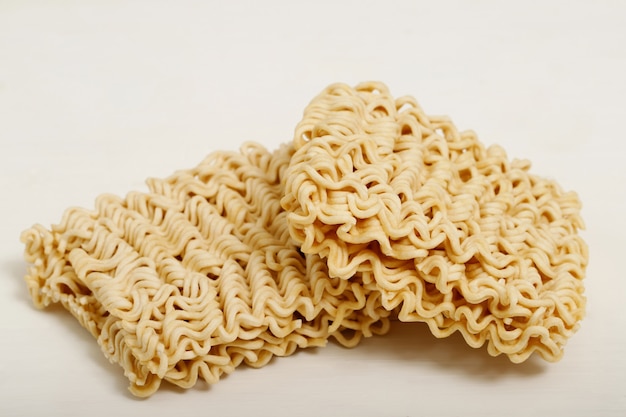 Instant noodles on a white background