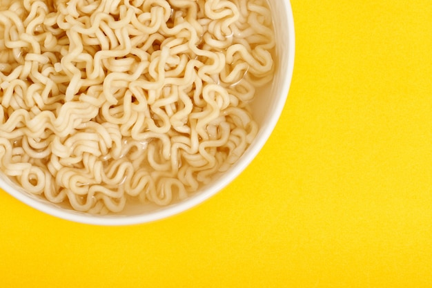 Instant noodles in white bowl