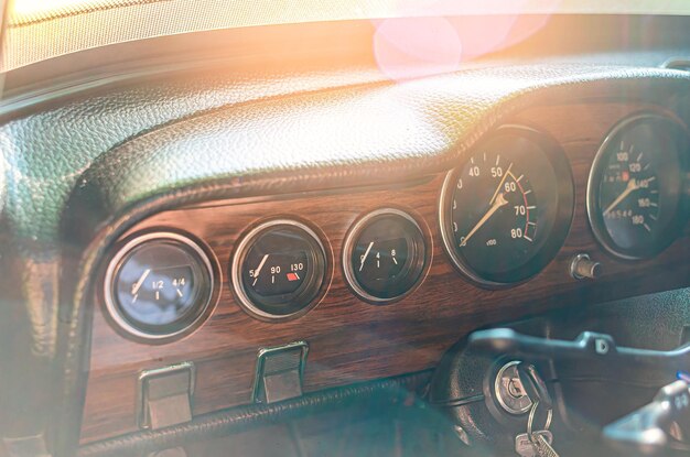 Instrument panel of an old car View of the Lada car from the inside