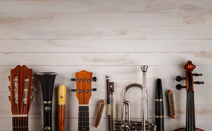 Photo instruments in white wooden background