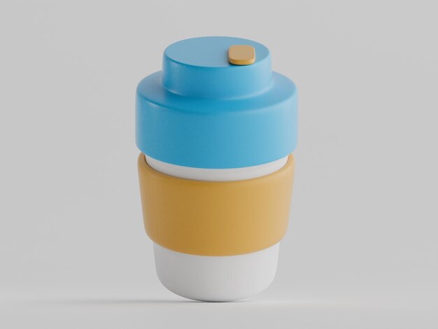 insulated travel coffee mug double vacuum 3d render illustration isolated background