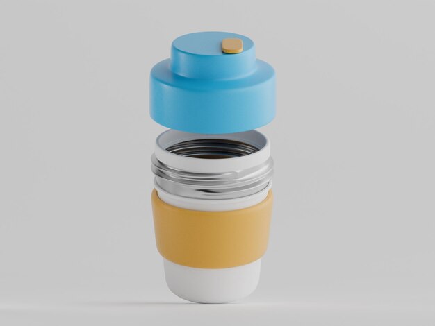 Insulated Travel Coffee Mug Double vacuum 3D render illustration isolated background