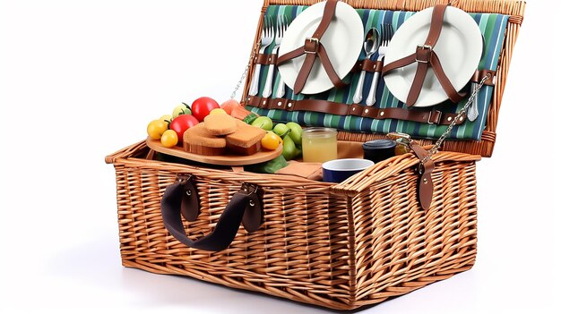 Photo insulated willow picnic basket for 4 stylish outdoor dining