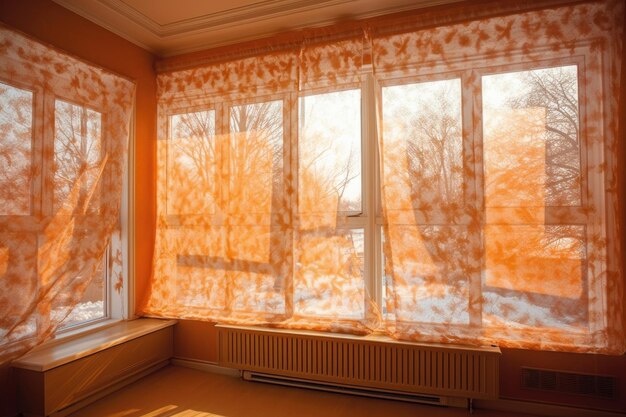 Insulating window blinds closed against cold created with generative ai